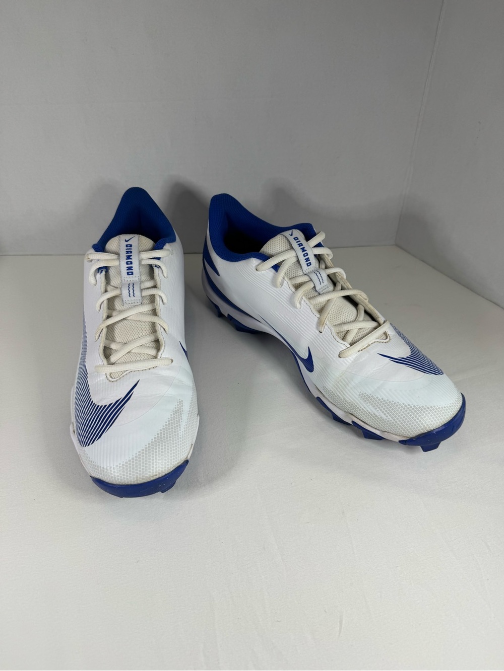 Nike Diamond Clutch Fastflex Baseball Cleats White Royal Blue Men's 10